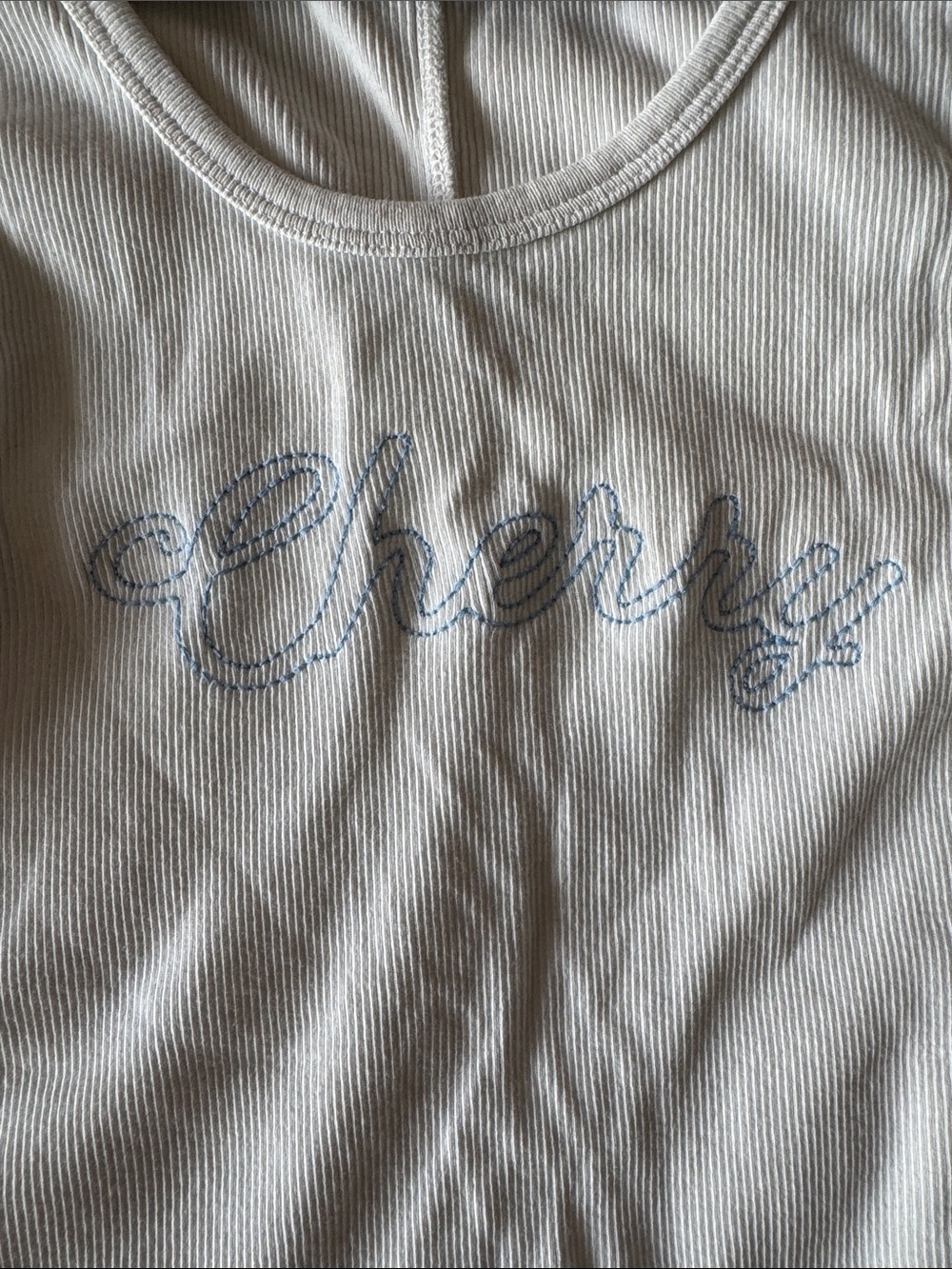 Cherry Embroidered Ribbed Tank Top - Picture 5 of 5